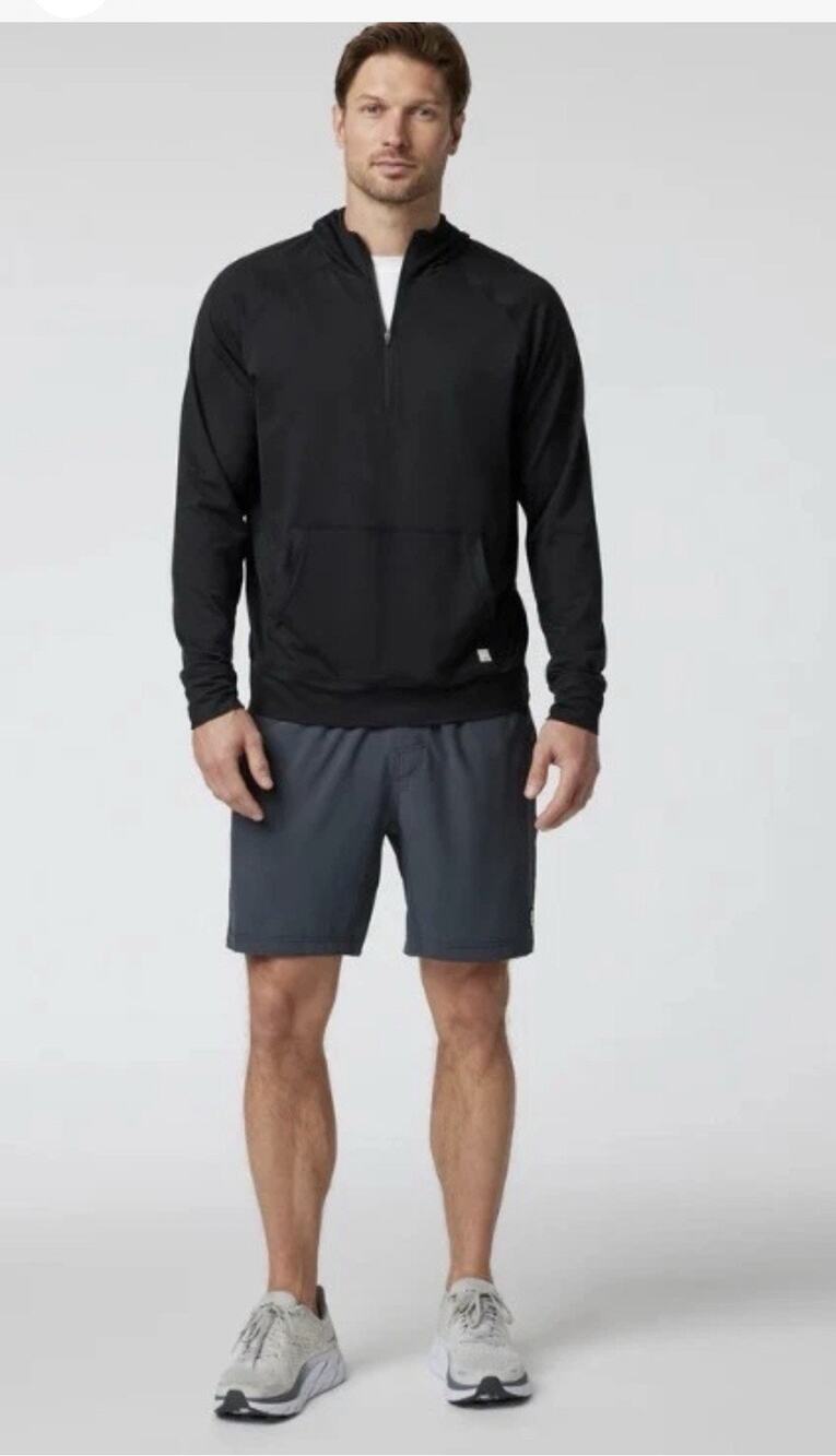 Size L - Vuori Ponto Performance Half Zip Hoodie #V244 Black